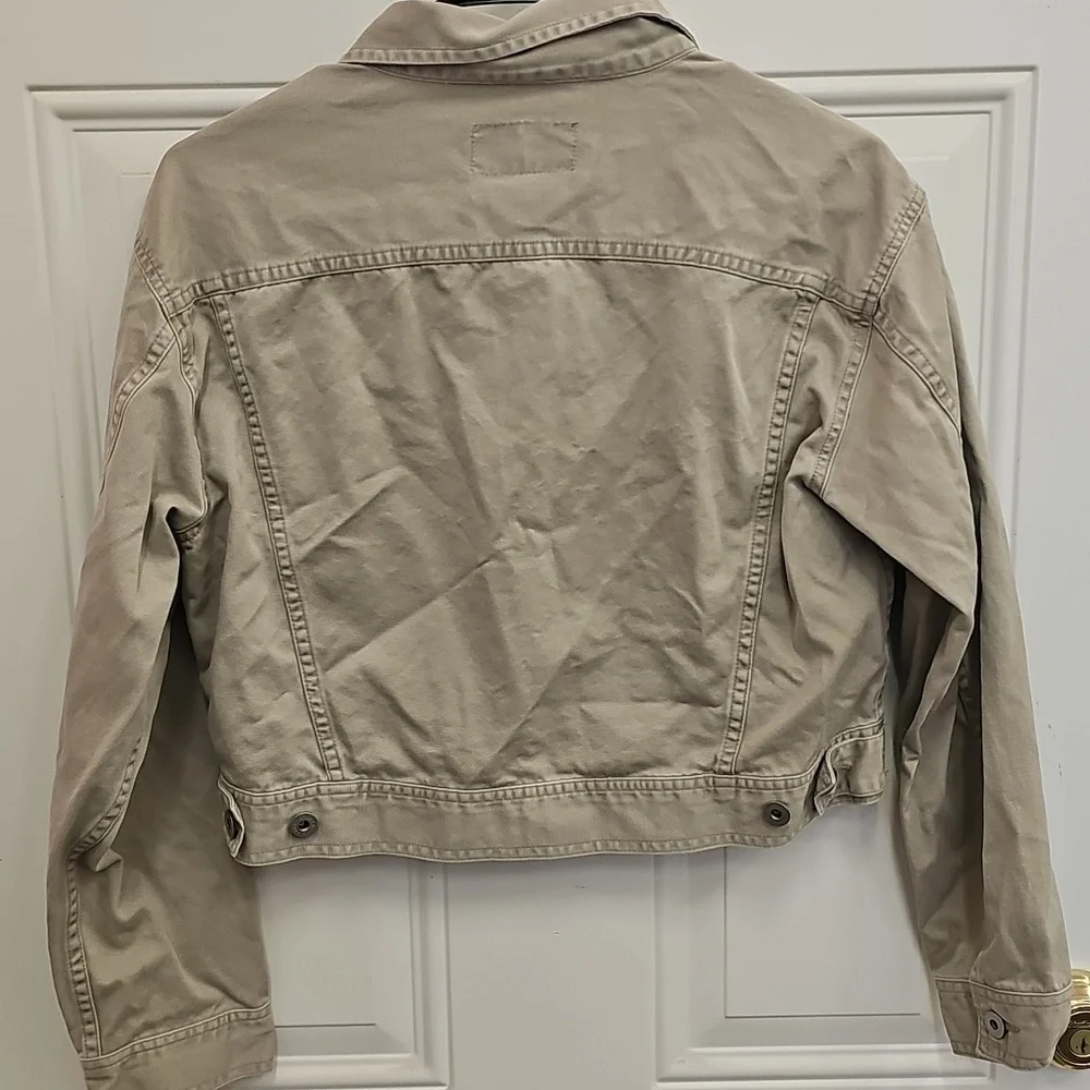 Calvin, Klein, Jeans, Khaki, Denim, Jacket, Crop, Summer, Casual, Office, School